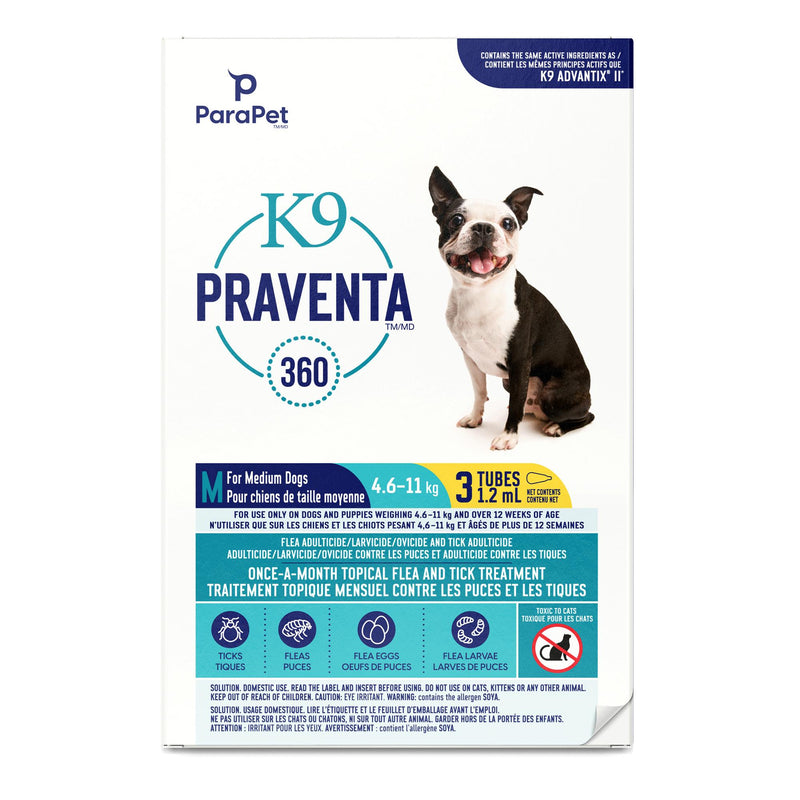 K9 Praventa 360 Flea & Tick Treatment - Medium Dogs 4.6 kg to 11 kg