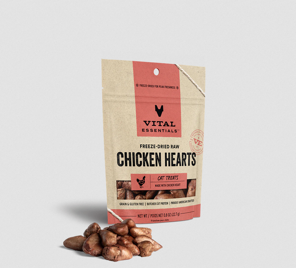 Vital Essentials Freeze-Dried Raw Chicken Heart Treats for Cats 22.7oz