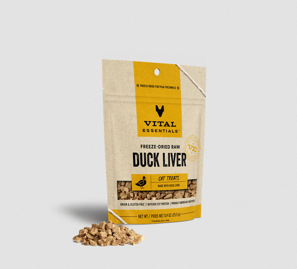 Vital Essentials Freeze-Dried Raw Duck Liver Treats for Cats 25.5g