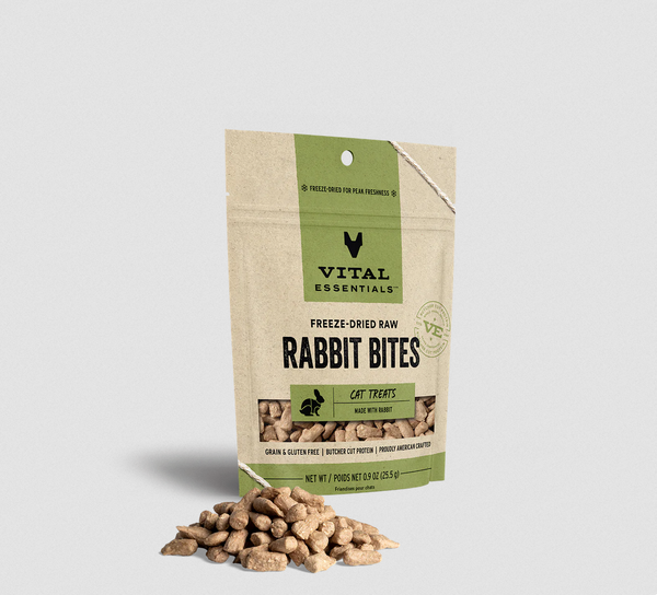 Vital Essentials Freeze-Dried Raw Rabbit Bites Treats for Cats 25.5g