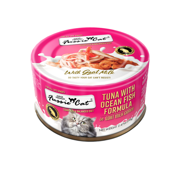 Fussie Cat Premium Tuna w/Ocean Fish in Goats Milk 70g
