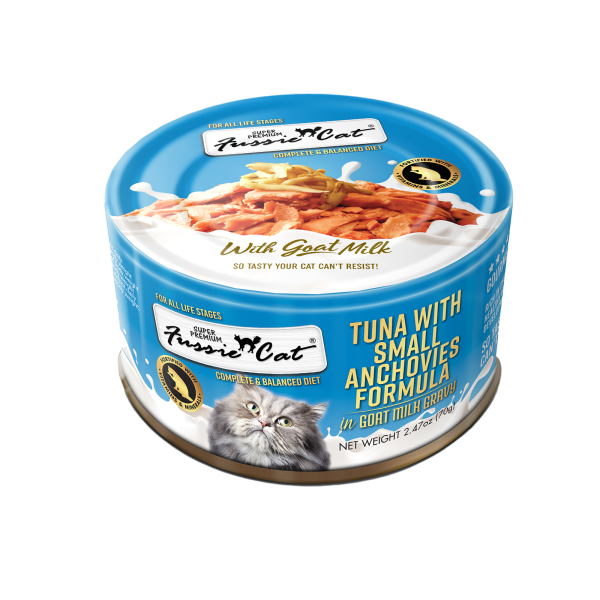 Fussie Cat Premium Tuna w/Sm Anchovies in Goats Milk 70g
