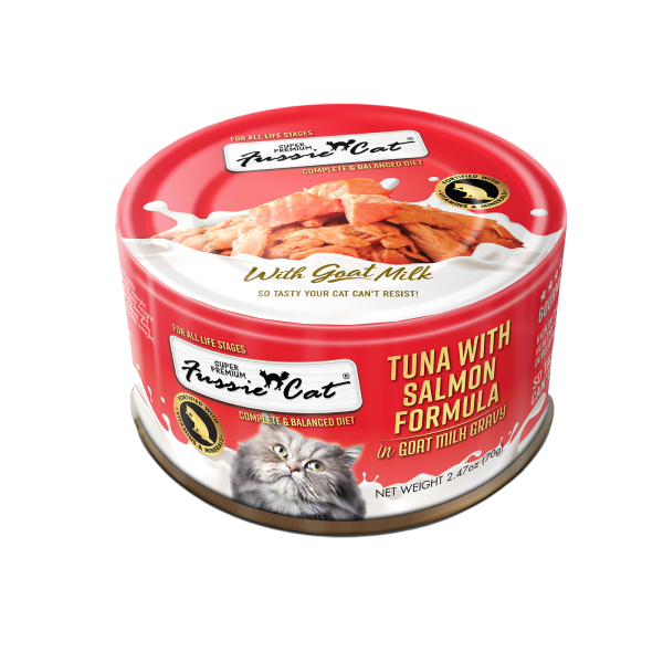 Fussie Cat Premium Tuna w/Salmon in Goats Milk 70g