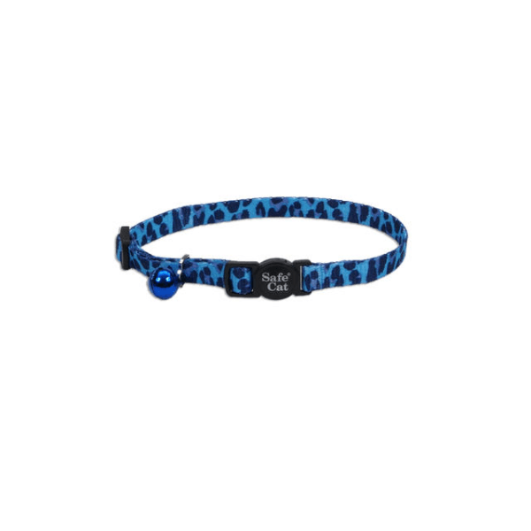 Coastal Pet Safe Cat Adjustable Breakaway Collar Blue Leopard - 12" - Pisces Pet Emporium