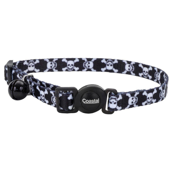 Safe Cat Breakaway Collar - Black Skulls - Pisces Pet Emporium