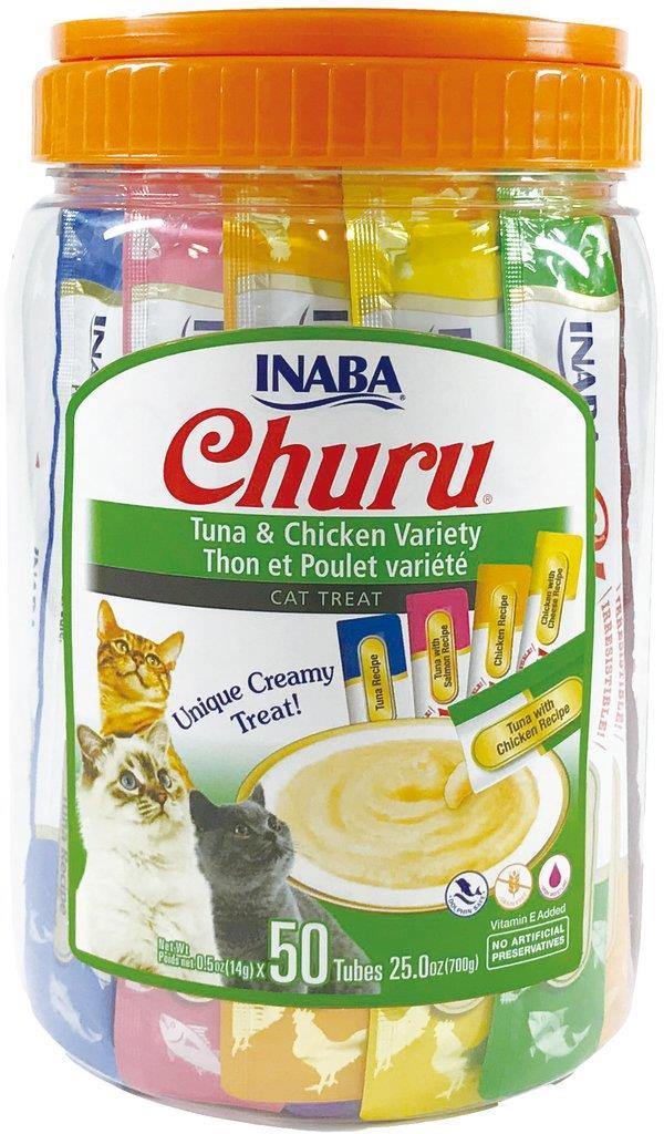 Inaba Churu Puree Tuna & Chicken Variety Pack 50ct - Pisces Pet Emporium