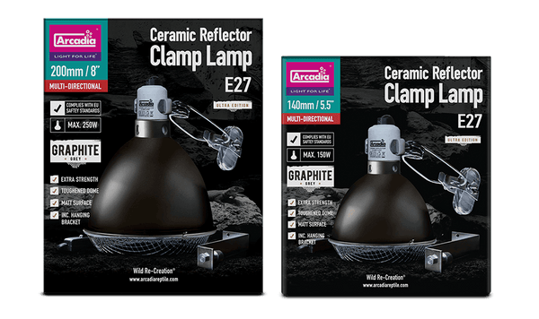 Arcadia Ceramic Clamp Lamp - Graphite - Pisces Pet Emporium