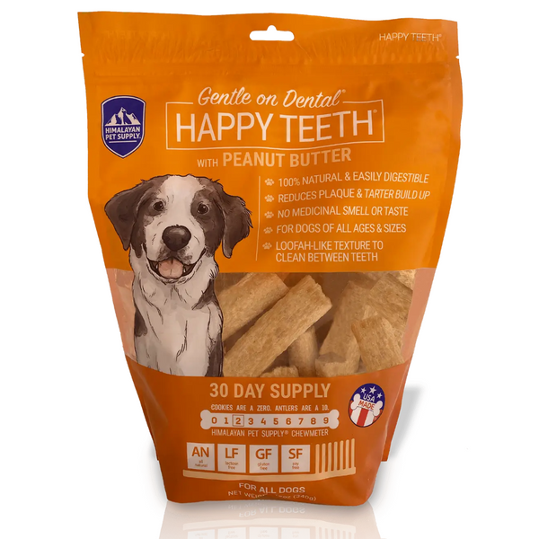 Himalayan Pet Supply Happy Teeth Daily Dental Dog Treats with Peanut Butter 340g