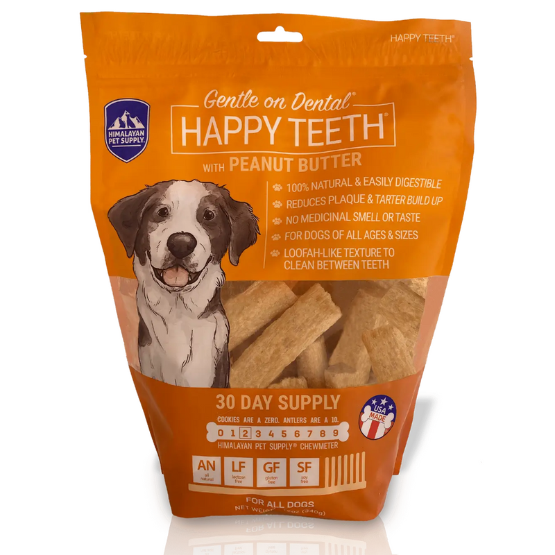 Himalayan Pet Supply Happy Teeth Daily Dental Dog Treats with Peanut Butter 340g