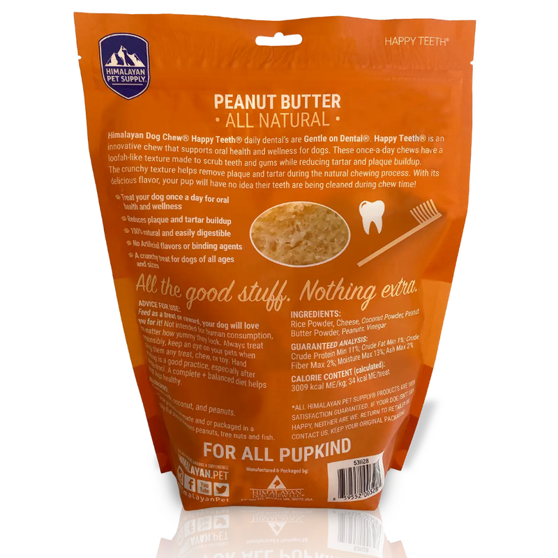 Himalayan Pet Supply Happy Teeth Daily Dental Dog Treats with Peanut Butter 340g