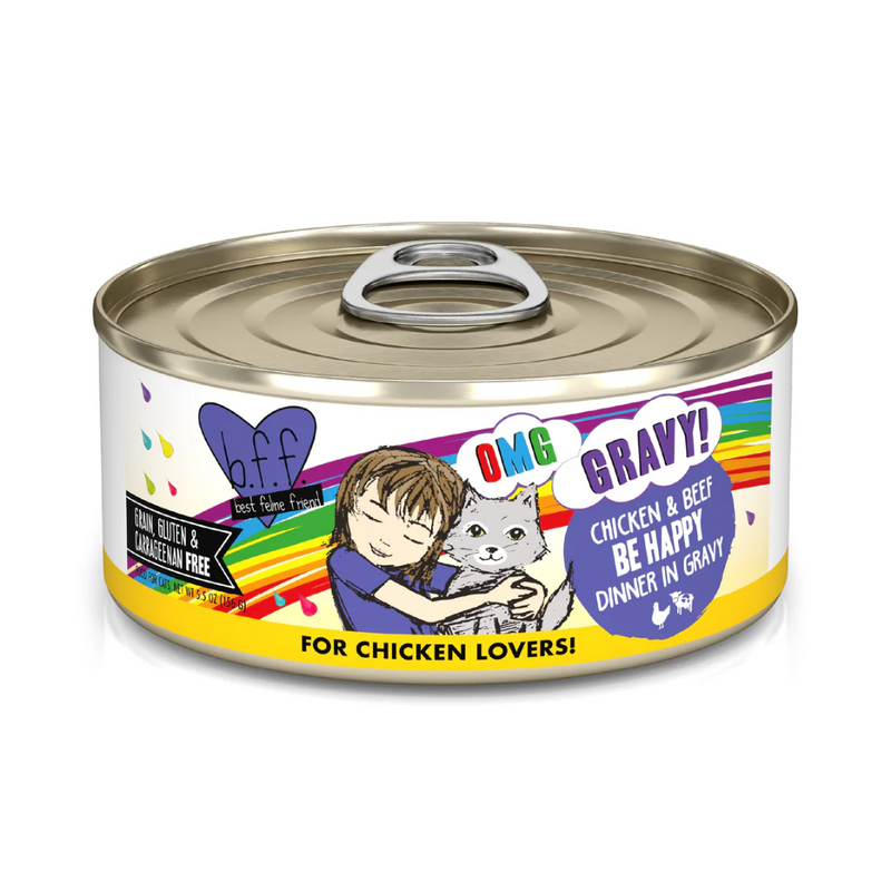 Weruva BFF OMG Gravy Chicken & Beef Be Happy Wet Cat Food 156g