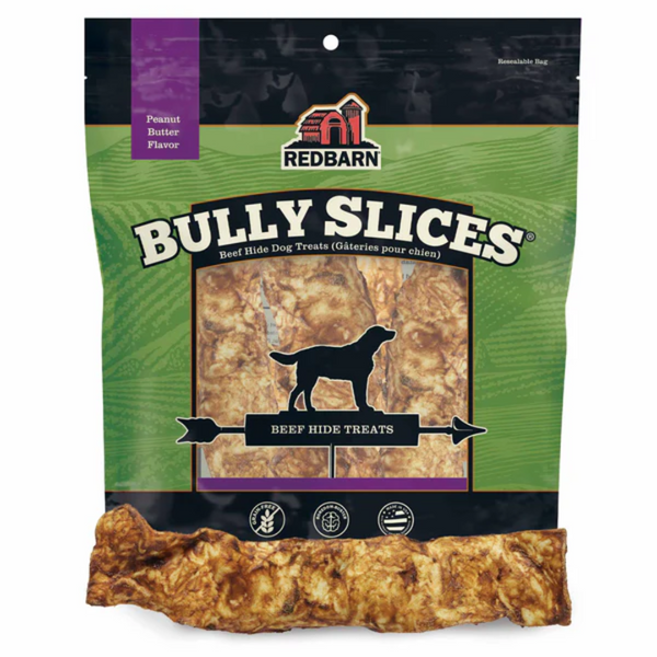 Redbarn Bully Slices Peanut Butter Flavor Beef Hide Dog Treats 255g