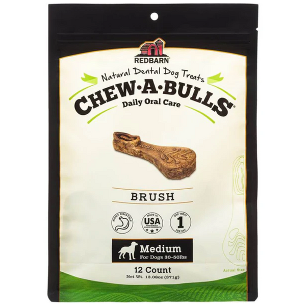Redbarn Chew-A-Bulls Brush Dental Dog Treats Medium 371g