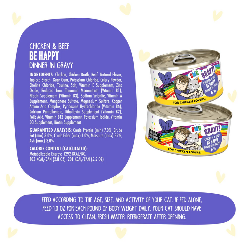 Weruva BFF OMG Gravy Chicken & Beef Be Happy Wet Cat Food 156g