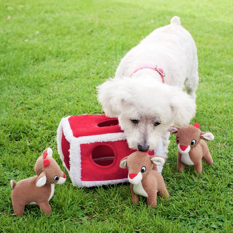 ZippyPaws Holiday Burrow Reindeer Pen Plush Dog Toy