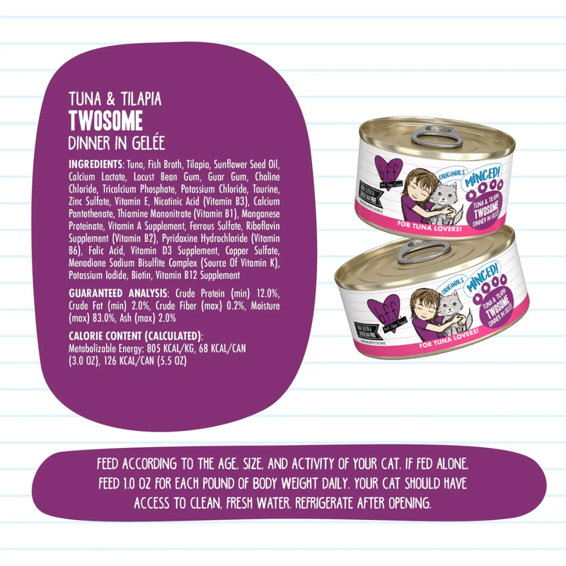 Weruva BFF Minced Tuna & Tilapia Twosome Wet Cat Food 156g