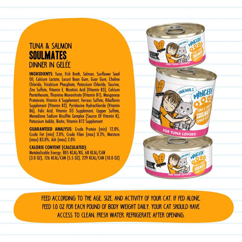 Weruva BFF Minced Tuna & Salmon Soulmates Wet Cat Food 156g