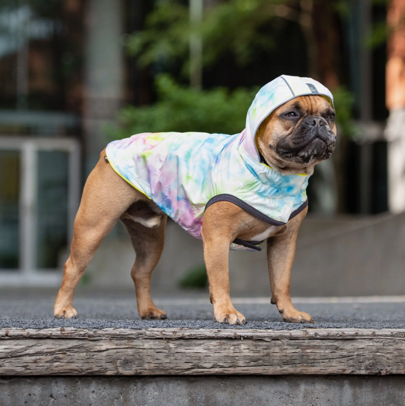 GF Pet Reversible Raincoat - Neon Yellow & Tie-Dye