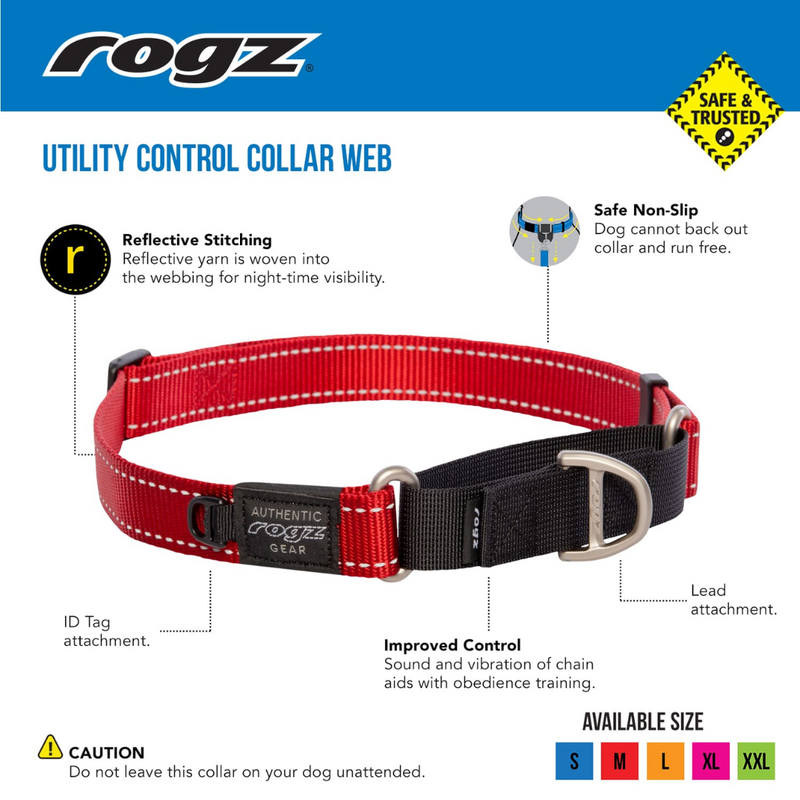 Rogz Utility Control Dog Collar Web - Medium