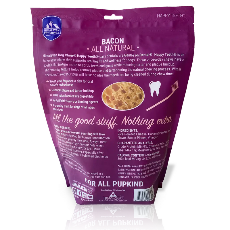 Himalayan Pet Supply Happy Teeth Daily Dental Dog Treats with Bacon 340g