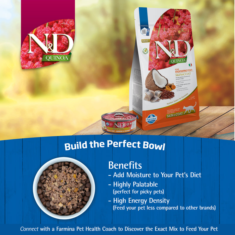 Farmina N&D Quinoa Skin & Coat - Herring & Coconut Recipe Wet Cat Food 80g