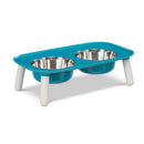 Messy Mutts Elevated Double Feeder - Blue