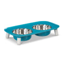 Messy Mutts Elevated Double Feeder - Blue