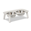 Messy Mutts Elevated Double Feeder - Light Grey