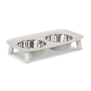 Messy Mutts Elevated Double Feeder - Light Grey