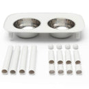 Messy Mutts Elevated Double Feeder - Light Grey