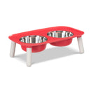 Messy Mutts Elevated Double Feeder - Red