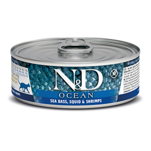 Farmina N&D Ocean Sea Bass, Squid & Shrimp Recipe Wet Cat Food 70g