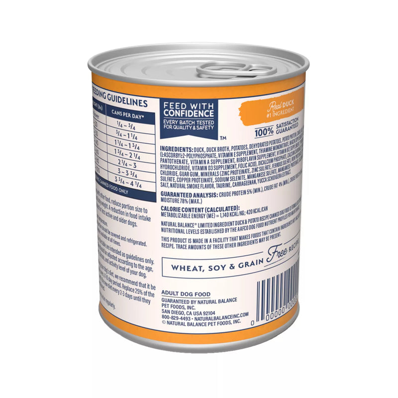Natural Balance Limited Ingredient Duck & Potato Recipe Wet Dog Food 375g