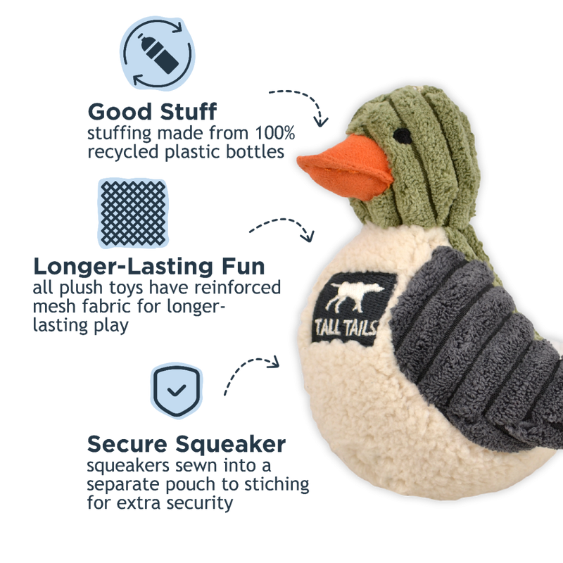 Tall Tails Duckling with Squeaker Plush Dog Toy