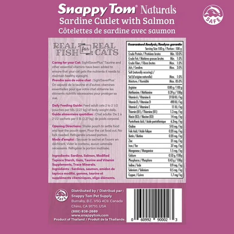 Snappy Tom Naturals Sardine Cutlet with Salmon Cat Food 100g