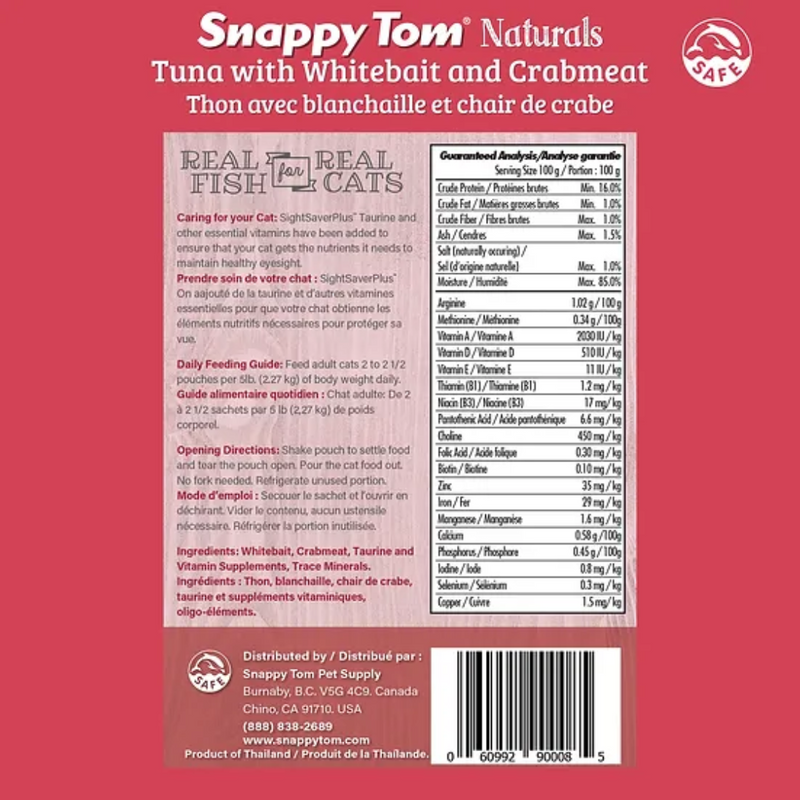 Snappy Tom Naturals Tuna with Whitebait and Crabmeat Cat Food 100g