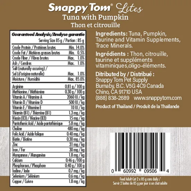 Snappy Tom Lites Tuna with Pumpkin Cat Food 85g