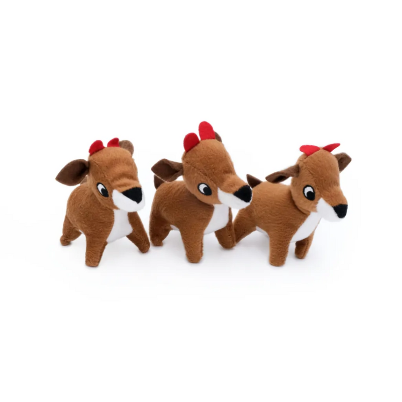 ZippyPaws Holiday Burrow Reindeer Pen Plush Dog Toy