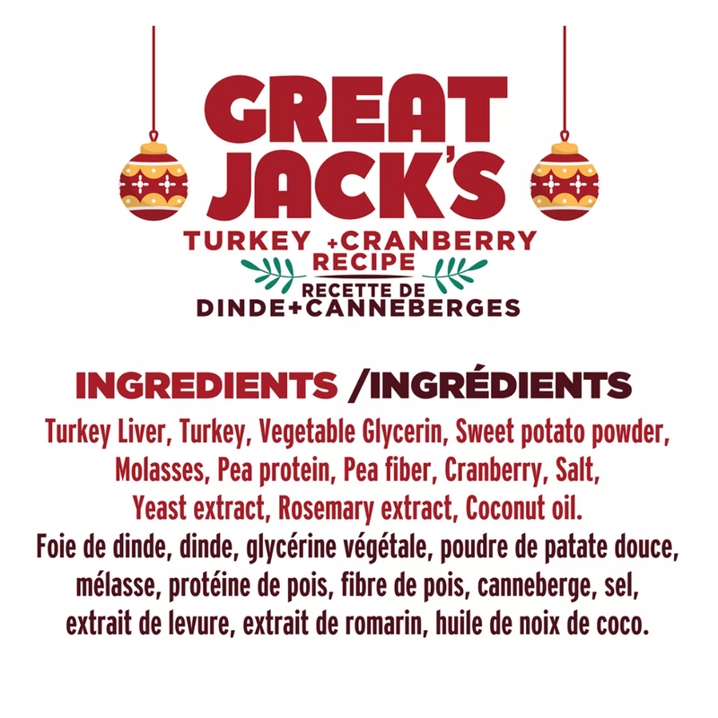 Great Jack's Holiday Dog Treats Turkey & Cranberry Recipe 142g