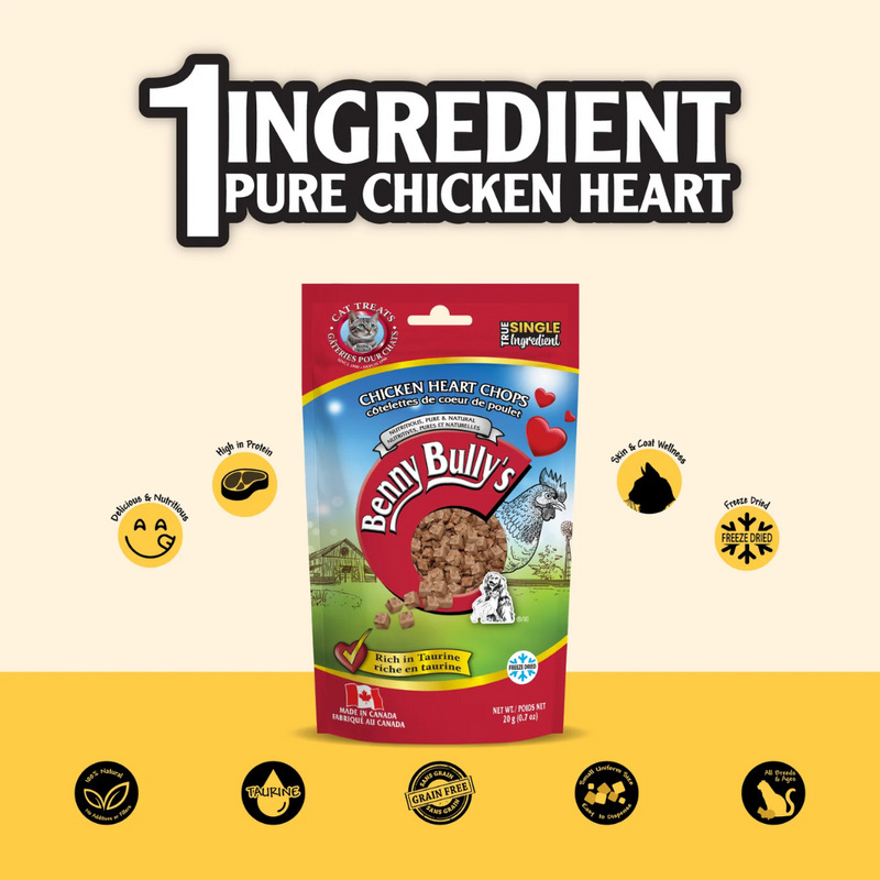 Benny Bully's Chicken Heart Chops Cat Treats 20g