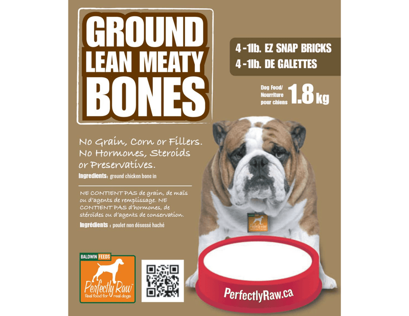 Perfectly Raw Ground Lean Meaty Bones 4x1lb EZ Snap Bricks