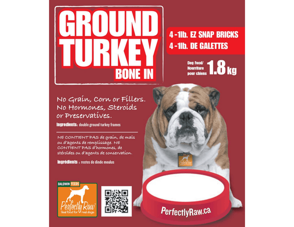 Perfectly Raw Bone In Ground Turkey 4x1lb EZ Snap Bricks
