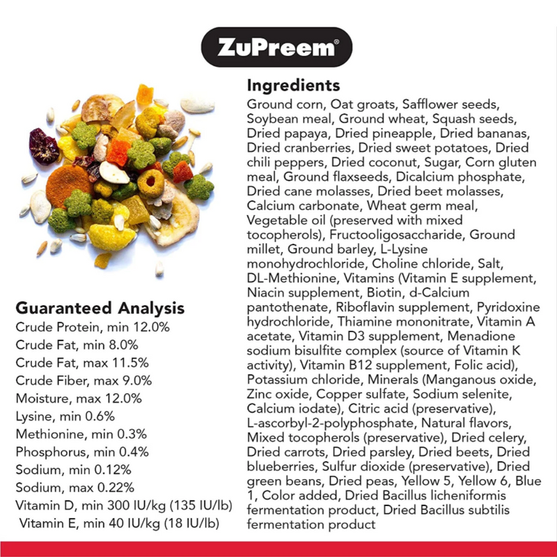 ZuPreem Smart Selects Food for Parrots & Conures 1.8kg