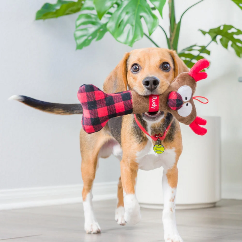 Huxley & Kent Holiday Reindeer Bone Plush Dog Toy