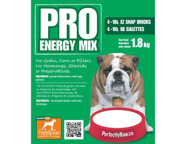 Perfectly Raw Pro Energy Mix Dog Food 4x1lb EZ Snap Bricks