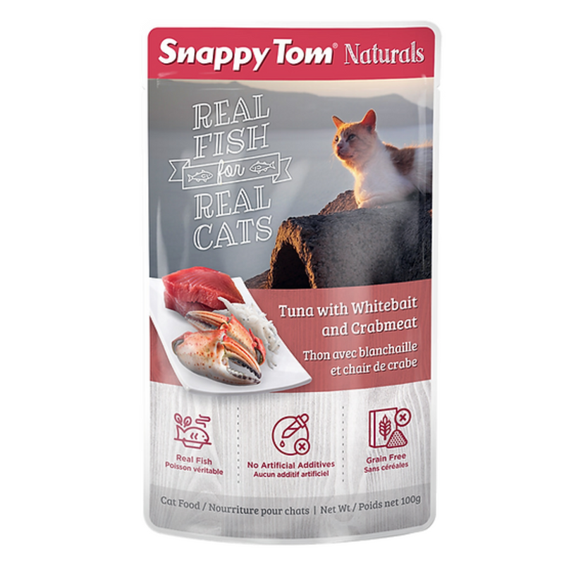 Snappy Tom Naturals Tuna with Whitebait and Crabmeat Cat Food 100g