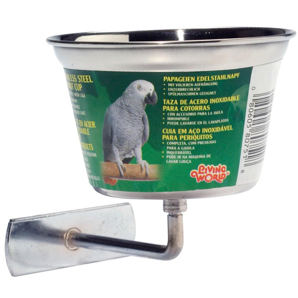 Living World Stainless Steel Parrot Bowl - Medium - 480 ml (16 oz)