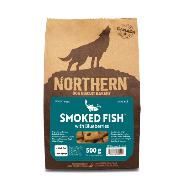 Northern Biscuit Smoked Fish with Blueberries Dog Treats 500g