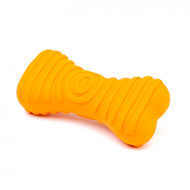 Bud'Z Latex Squeaker Bone Orange 4.3in