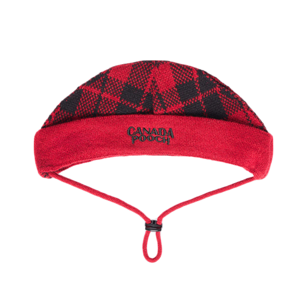 Canada Pooch Red Plaid Printed Beanie